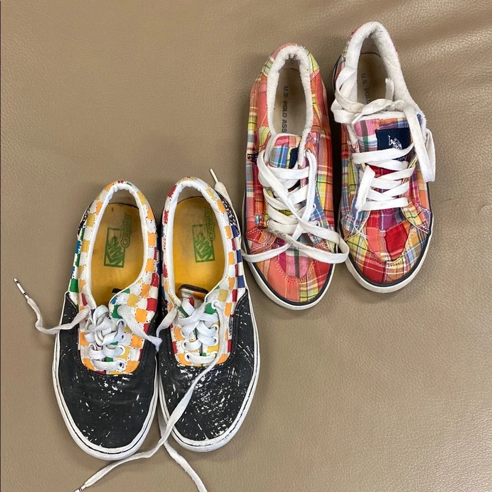 Vans Womens 8 and US PoloAssn 7 Vintage Sneakers- 2 pairs included - Picture 1 of 13